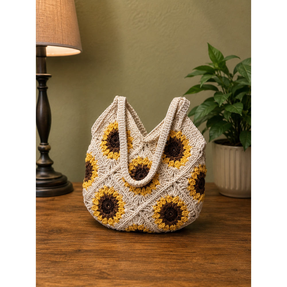Crochet Sunflower Purse Cottagecore bohemian